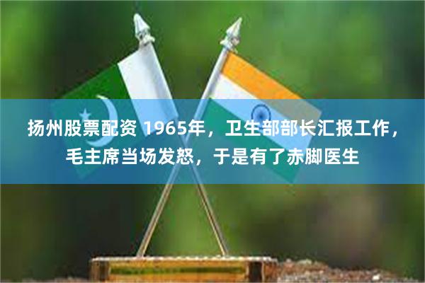 扬州股票配资 1965年，卫生部部长汇报工作，毛主席当场发怒，于是有了赤脚医生