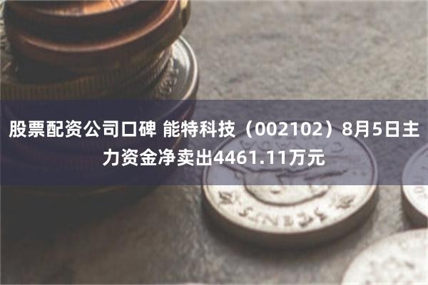 股票配资公司口碑 能特科技（002102）8月5日主力资金净卖出4461.11万元