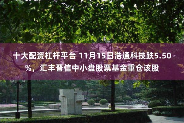 十大配资杠杆平台 11月15日浩通科技跌5.50%，汇丰晋信中小盘股票基金重仓该股